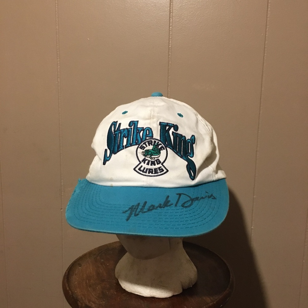 Vintage Strike king lures SnapBack hat signed by professional fisher Mark Davis